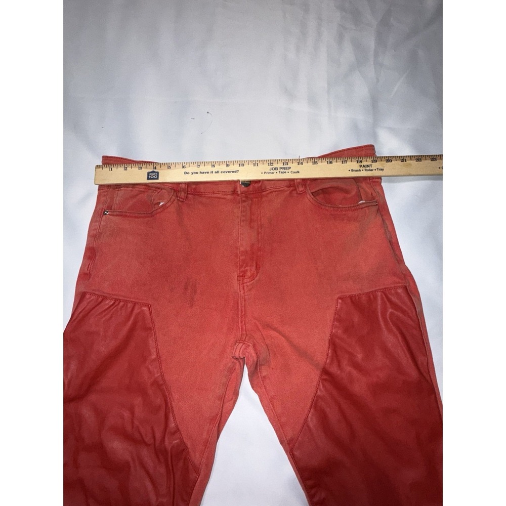 Nova Men Red Denim Jeans , Retro ,38 , Hip Hop Streetwear Distressed - Picture 3 of 5